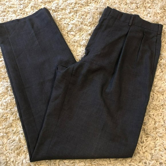 Polo by Ralph Lauren Dark Grey Pleated Pants Sz 34x38 Suspender Buttons - Picture 2 of 9